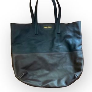 MIU MIU Two-tone Leather Tote Bag